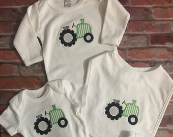 Newborn baby boy tractor layette set; Baby Shower Gift; Take home outfit; Newborn pictures; Gift for baby boy; Newborn baby gift; Tractor