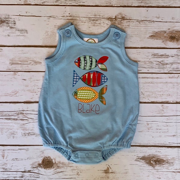 Baby boy fish bubble; Baby boy bubble; Baby boy outfit; Baby clothes; Personalized baby; Boys summer clothes; Beach outfit