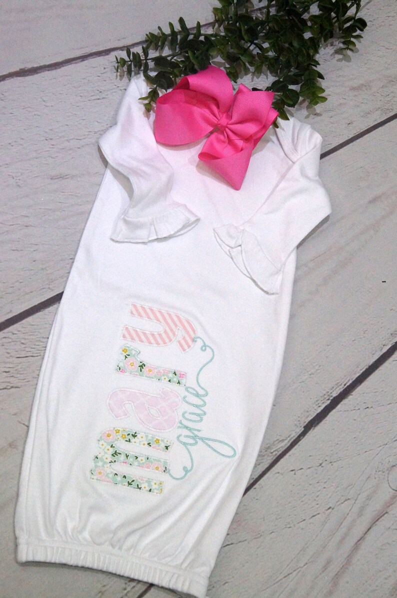 Personalized Baby Girl Newborn Gown Baby Girl Gown With Etsy