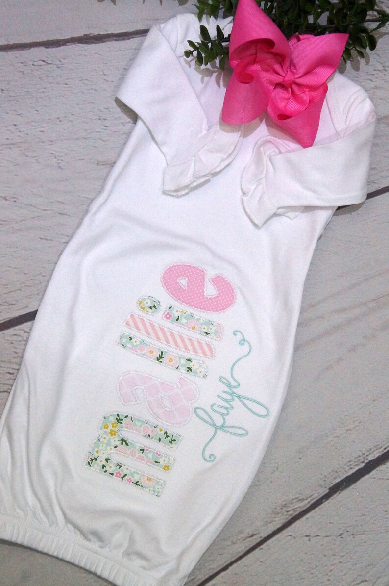 Personalized Baby Girl Newborn Gown Baby Girl Gown With Etsy