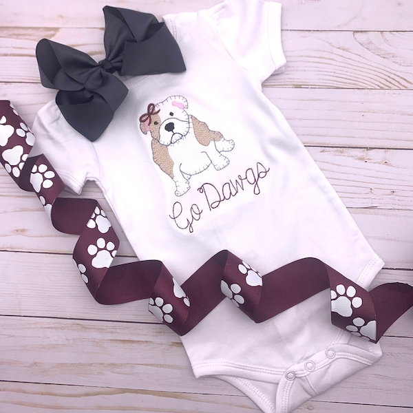 Mississippi State baby girl; Baby layette; MSU game day; Baby Shower Present; New baby gift; MSU Bulldogs