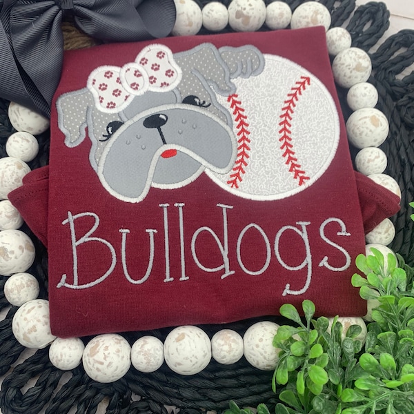 Infant and Toddler girl Bulldog baseball game day shirt; MS State Bulldogs; Tailgate shirt; Bulldogs Baseball