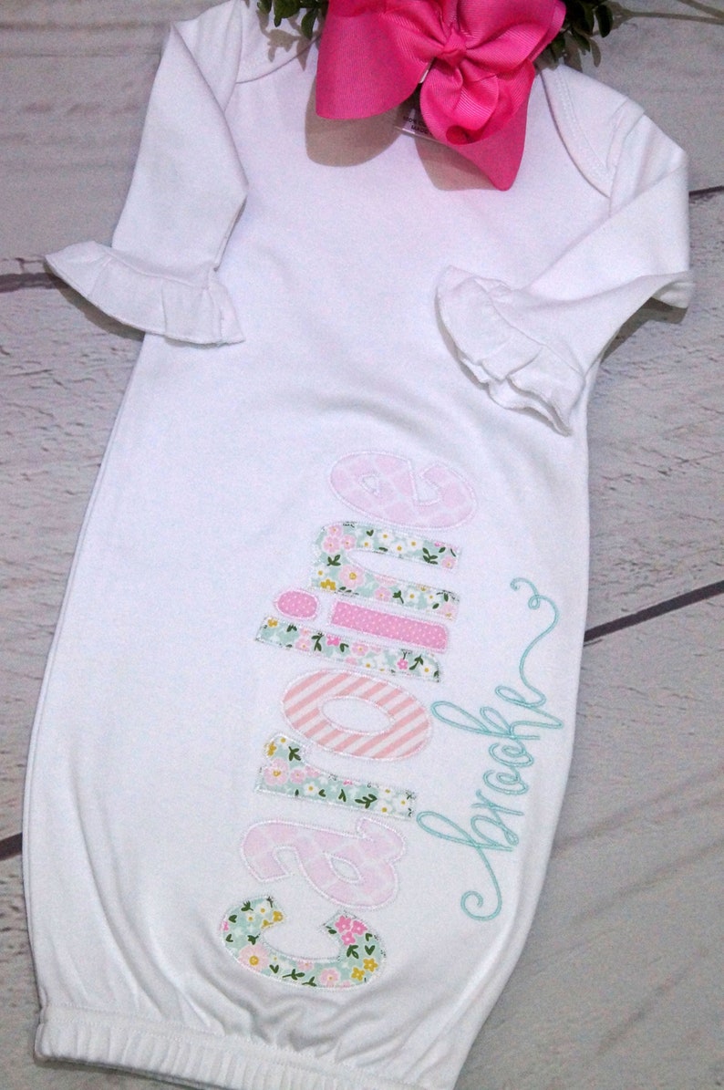 Personalized Baby Girl Newborn Gown Baby Girl Gown With Etsy