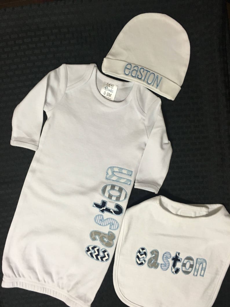 Personalized Baby Newborn Gown Baby Gown With Applique Name Etsy