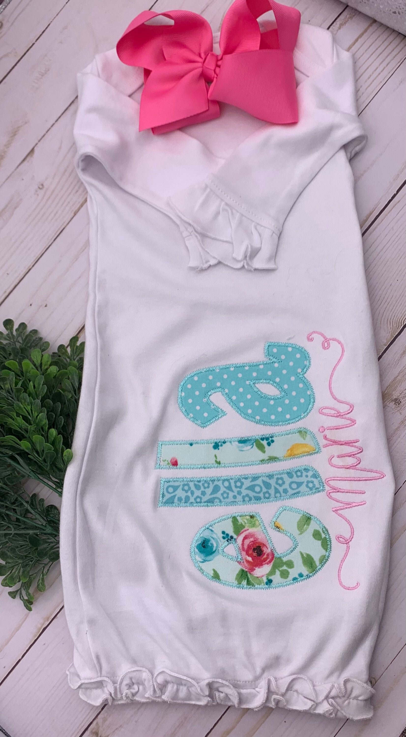 Personalized baby girl newborn gown aqua baby girl gown with Etsy