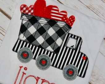 Boys personalized Valentine's Day dump truck shirt