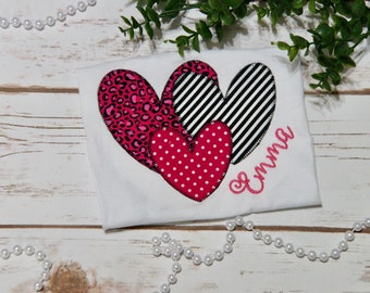 Valentine's Day girl personalized shirt; Hearts; party shirt; monogram valentine