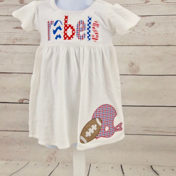 Ole Miss Rebels; ole miss game day dress; Tailgate baby dress; red and blue; hail hotty toddy; ole miss Football