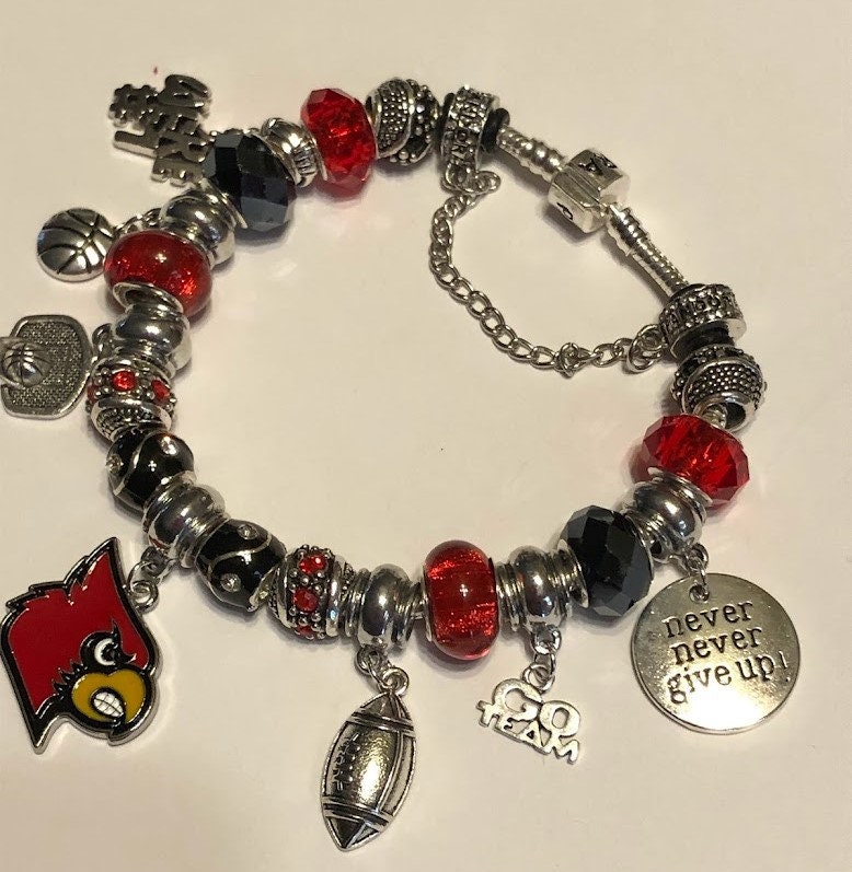 LOUISVILLE CARDINALS LOVE 2european Style Bracelet-football