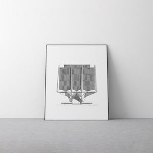 Art PRINT | La Tulipe | Architectural Drawing | Brutalist Architecture | Pen Art | Illustration