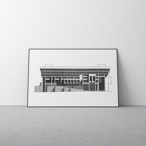 Kunstdruck | Boston City Hall | Architekturzeichnung | Brutalistische Architektur | Pen Art | Abbildung