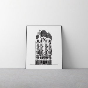 Art PRINT | Casa Batlló | Architectural Drawing | Spanish Architecture | Pen Art