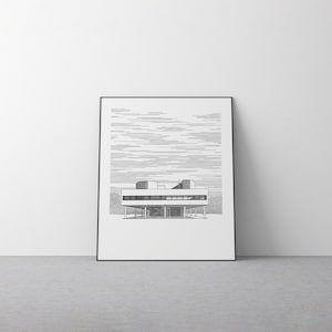 Art PRINT | Villa Savoye | Architectural Drawing | French Architecture | Pen Art