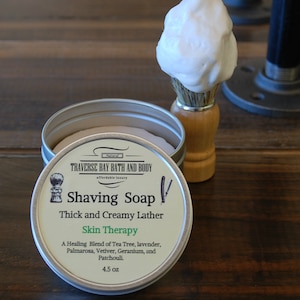 Skin Therapy Shaving Soap in a Usable Tin Great for Travel or Home Use. for  Wet Shaving. 4.5oz. 