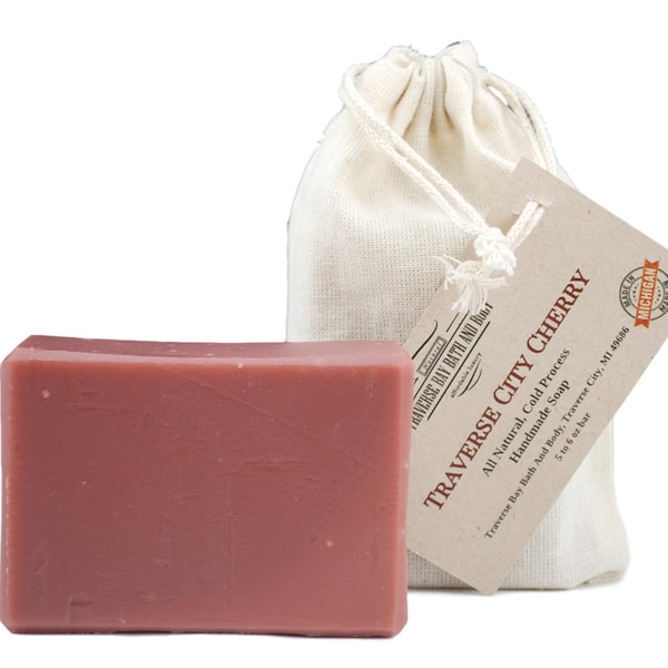 Traverse City Cherry, all natural handmade soap, Cold process vegan soap