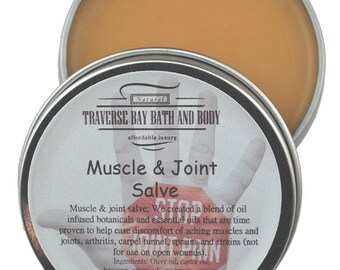 Muscle & Joint Salve-aching muscles and joints-natural-sore muscle salve-arthritis-stiff joints salve-body pain salve-bruises, arnica