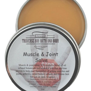 Muscle & Joint Salve-aching muscles and joints-natural-sore muscle salve-arthritis-stiff joints salve-body pain salve-bruises, arnica