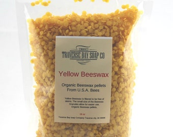 Organic Beeswax Pastilles - Yellow, 16 oz  Great for lip balm, bath and beauty supplies