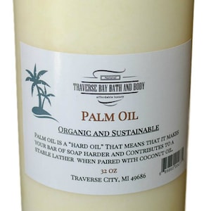 Palm Oil, Organic, 32 fl oz. Soap making supplies. Sustainable.  DIY projects.
