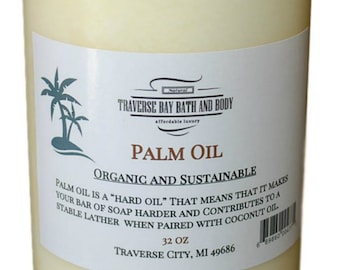 Palm Oil, Organic, 32 fl oz. Soap making supplies. Sustainable.  DIY projects.