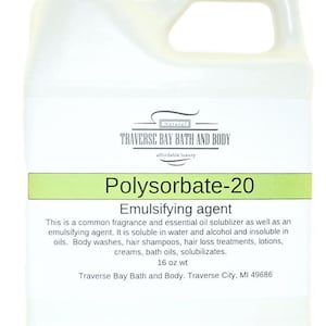 Polysorbate 20. 16 oz, Soap making, lotion, creams, massage oil, bath, beauty, lip balm
