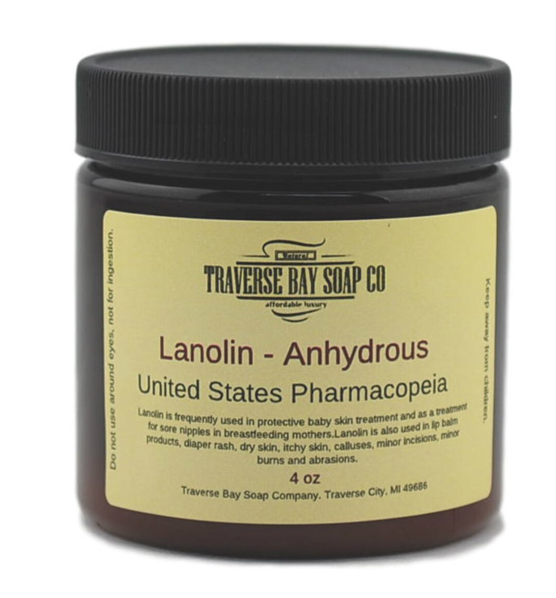 Traverse Bay Bath And Body-Lanolin - Anhydrous - USP, 16 oz, Safety Sealed  Container. Soap Making, Lotion, Creams, Bath, Beauty.