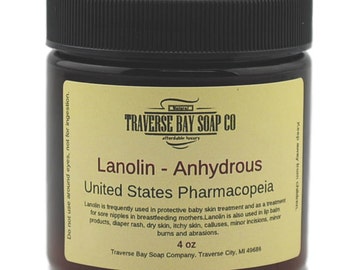 Lanolin - Anhydrous - USP. 4 oz, lotion, creams, bath, beauty.