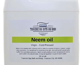 Neem Oil, Virgin - Cold Pressed  16 oz -32 oz- 64 oz Soap making, lotion, creams, bath, beauty, lip balm