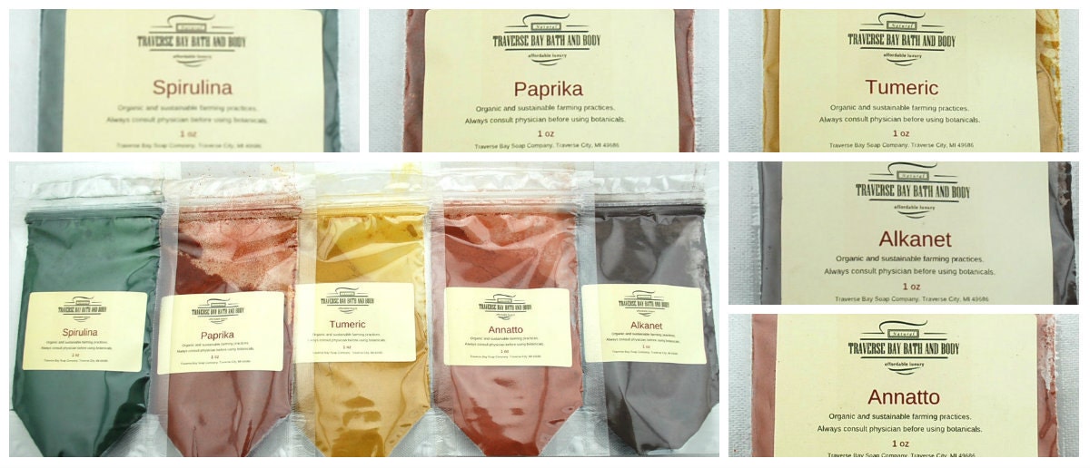 Natural Soap Colorants Sampler. 5oz - Soap making supplies. Spirulina…