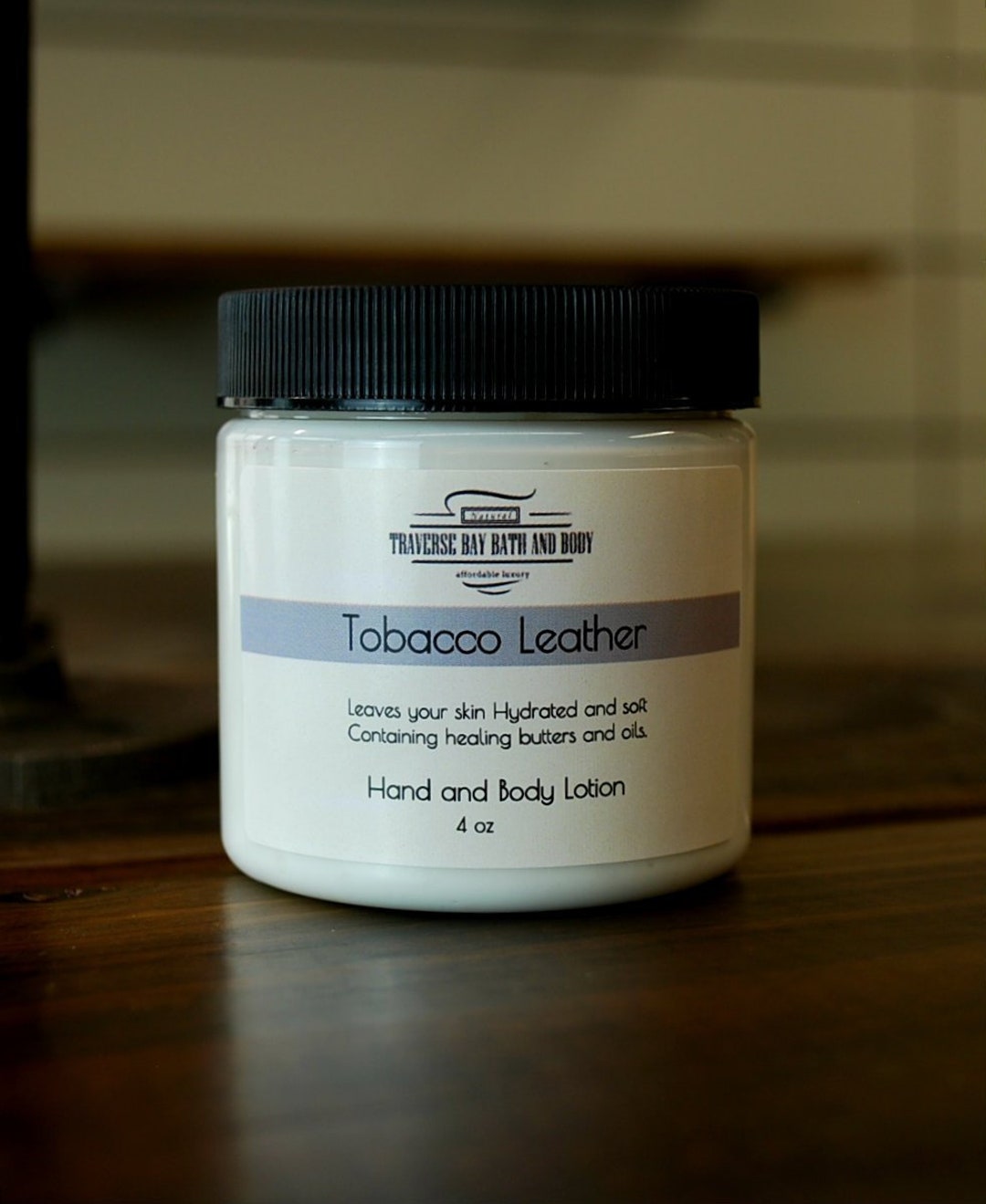 Tobacco Leather Moisturizing Hand & Body Lotion 4 Oz Size