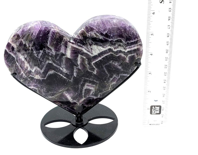 XL Chevron Amethyst Heart| Comes with a custom steel stand image 2