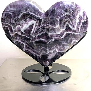 XL Chevron Amethyst Heart| Comes with a custom steel stand image 5