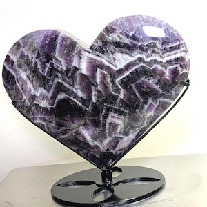 XL Chevron Amethyst Heart| Comes with a custom steel stand image 1
