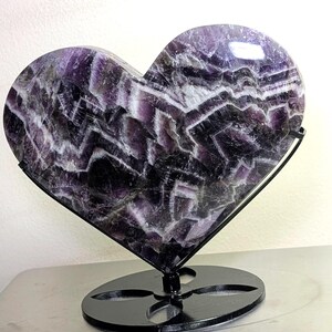 XL Chevron Amethyst Heart| Comes with a custom steel stand image 4