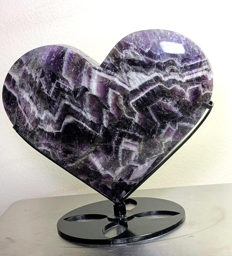XL Chevron Amethyst Heart| Comes with a custom steel stand image 4