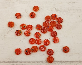 30 x Millefiori Glass Italian Beads, Flower Beads 8mm B40