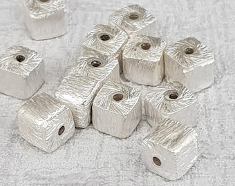 Sterling Silver Brushed Square Bead Spacer