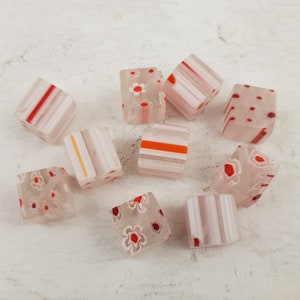 10mm Square Millefiori Glass Italian Beads B57