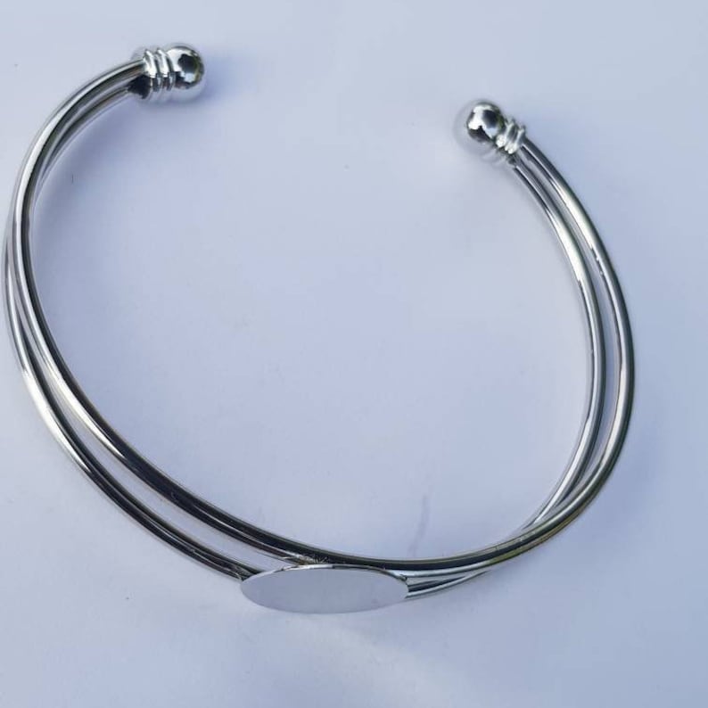 Bracelet Bangle Finding x 5 Blanks Silver Plated Cabochon Gem Findingss Glue On Flat Pad 15mm
