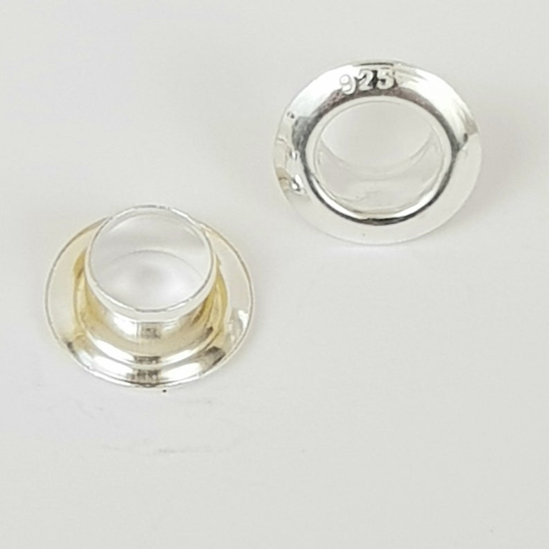 5mm Sterling 925 Silver Bead Core, Grommet, Eyelet, Rivet, Carnation Sterling 925 Silver 8.8mm, 5mm Hole image 3
