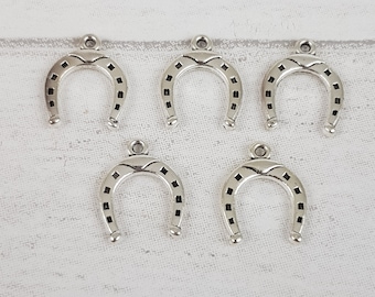 5 x Silber Hufeisen - Glücksbringer
