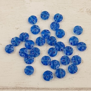 30 x Millefiori Glass Italian Beads, Flower Beads 8mm B41