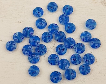 30 x Millefiori Glass Italian Beads, Flower Beads 8mm B41