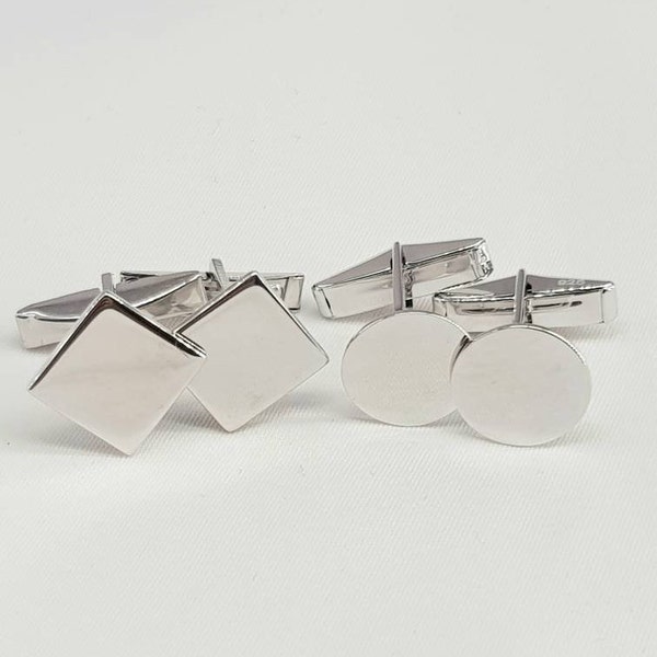 Cufflinks Findings Blanks Sterling Silver Rhodium Plated