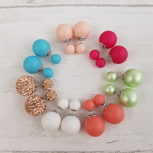 Double Ball Earrings Solid 925 Sterling Silver