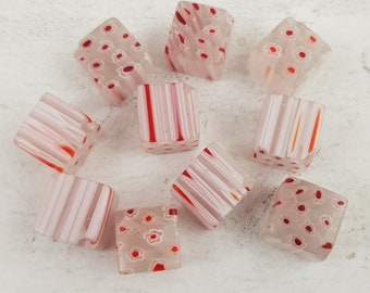 12mm Square Millefiori Glass Italian Beads B49