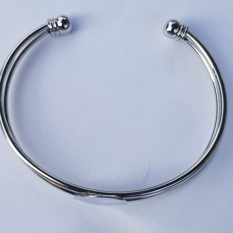 Bracelet Bangle Finding x 5 Blanks Silver Plated Cabochon Gem Findingss Glue On Flat Pad 15mm