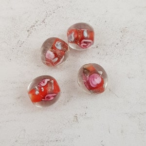 4 x 8mm Round Flower Beads, Lampwork Beads B110