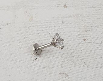 Round swarovski Crystal Prong Flat Back Studs Labret–Cartilage-Tragus bar-Forward Helix-lip piercings #4