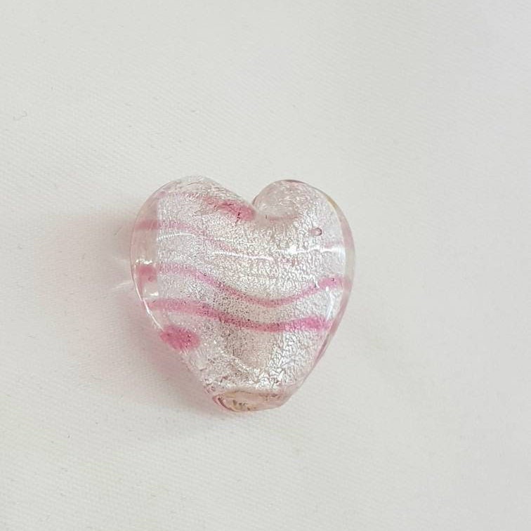 Murano Glass Hearts Silver Foil 20mm - Etsy UK